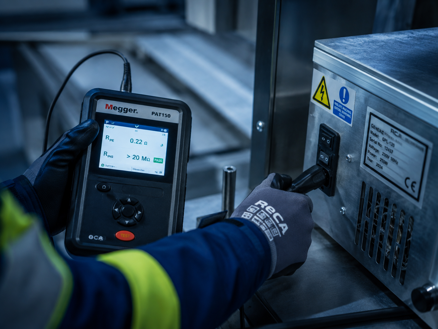 Portable appliance testing of industrial equipment